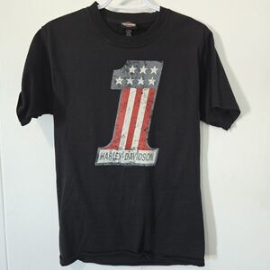 Harley-Davidson Black Tee with Patriotic Graphic